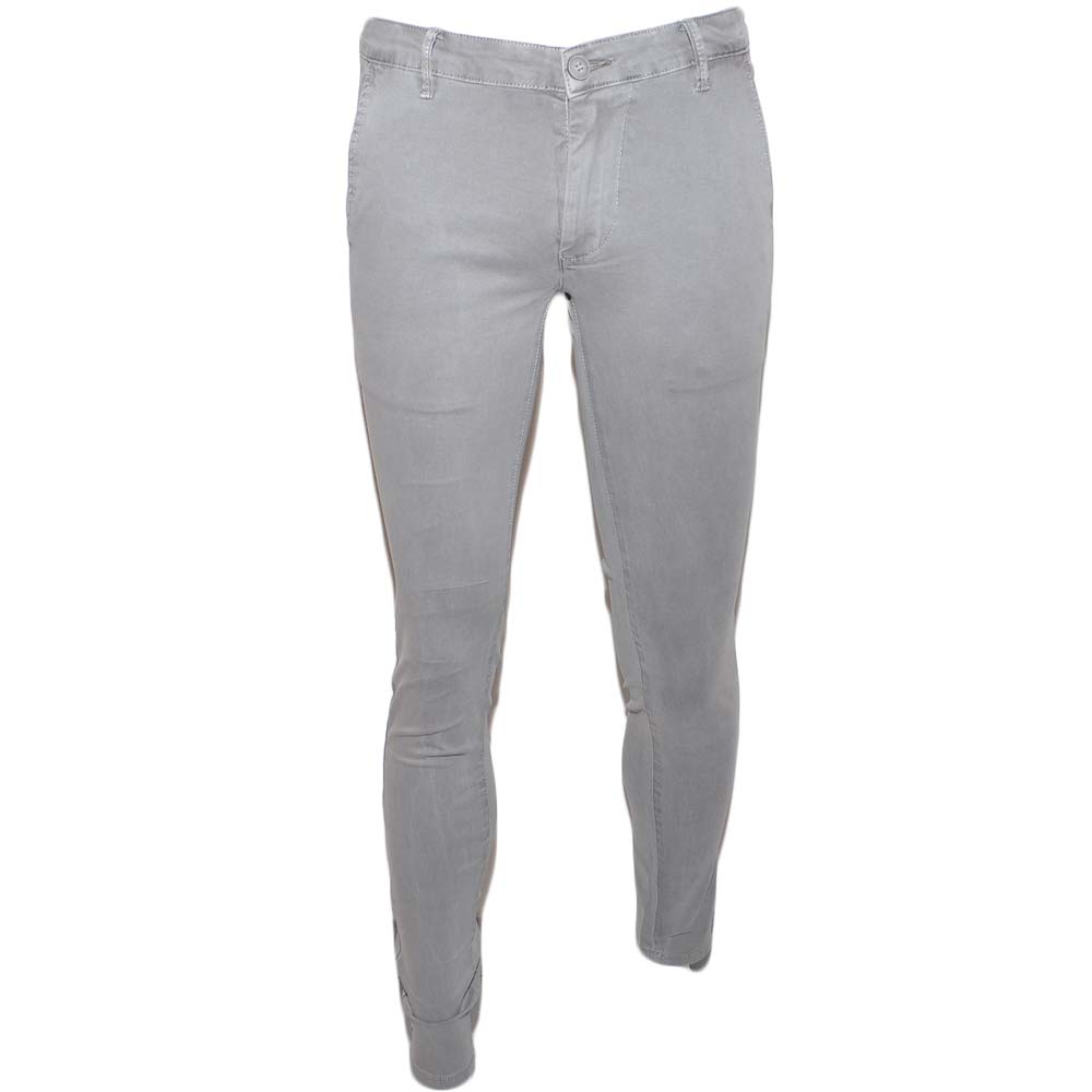 Pantaloni Uomo Slim Fit Casual Eleganti in Cotone grigio perla taschino di sicurezza made in italy lavabile.