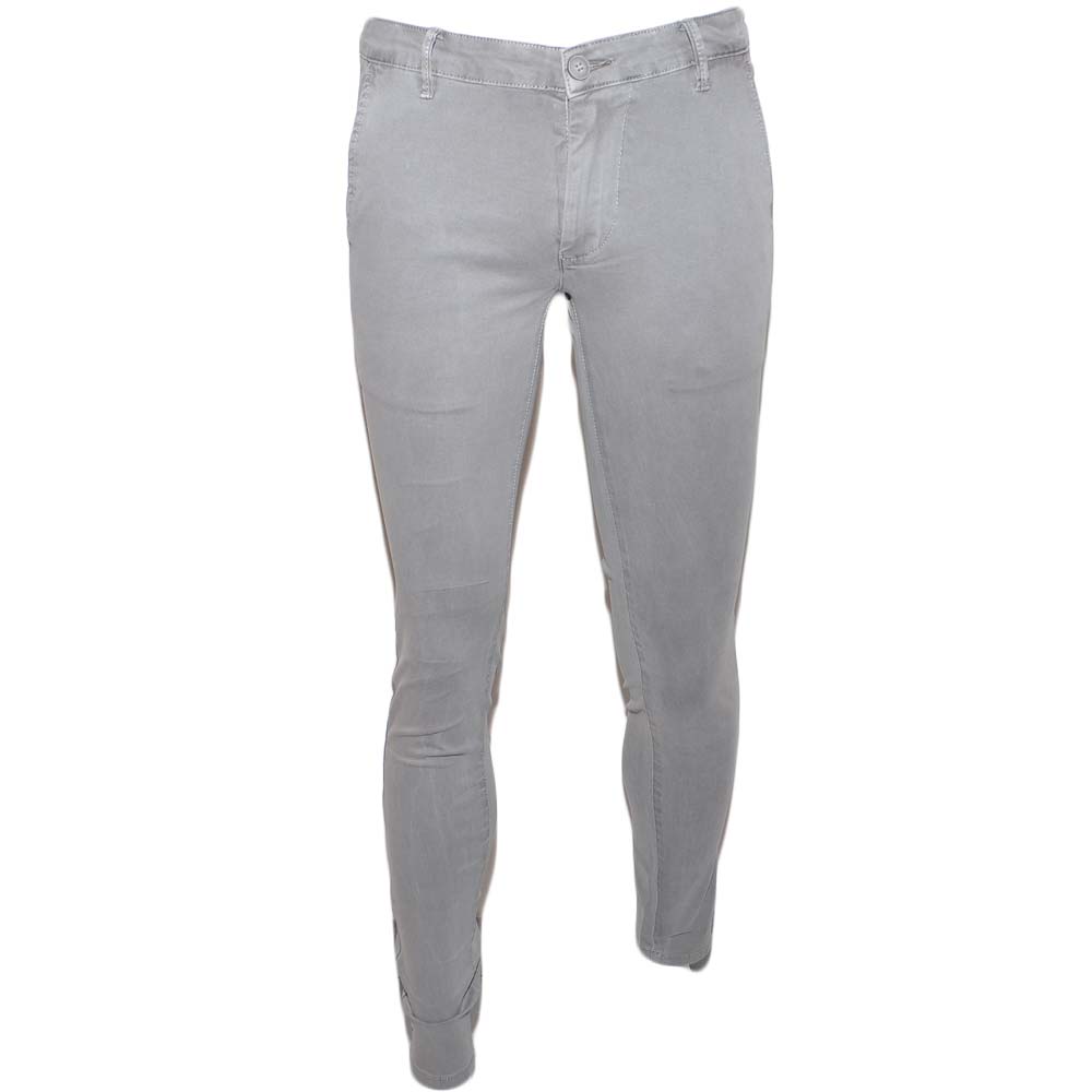 Pantaloni Uomo Slim Fit Casual Eleganti in Cotone grigio perla taschino di sicurezza made in italy lavabile