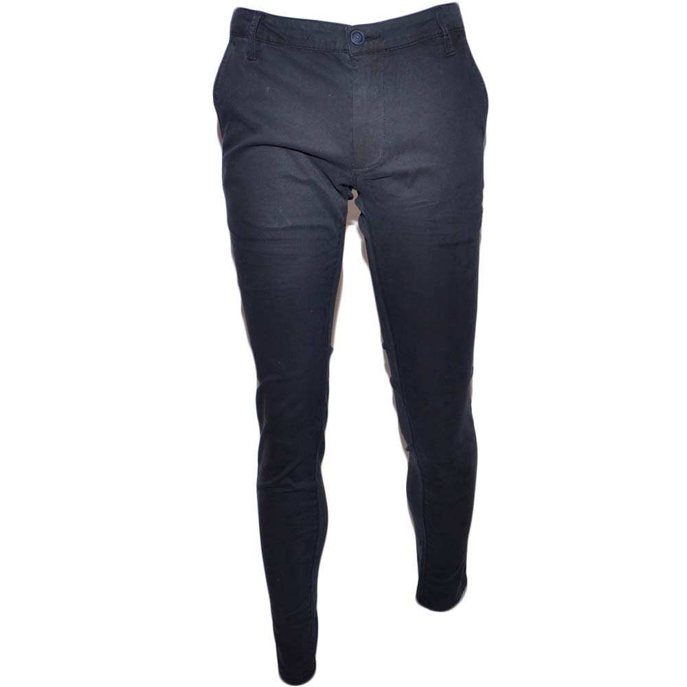 Pantalone Moda Uomo Nero Tasca America Cotone Chino Elastico Colori Vari Slim Made In Italy.