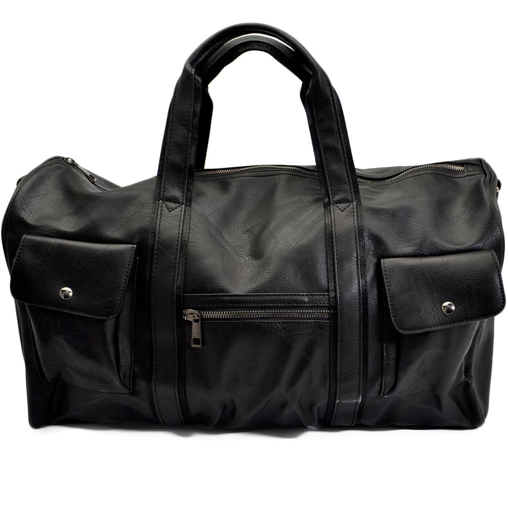 Borsone nero uomo borsa grande in ecopelle con tasche portaoggetti tracolla vintage voli tracolla regolabile e ganci zip