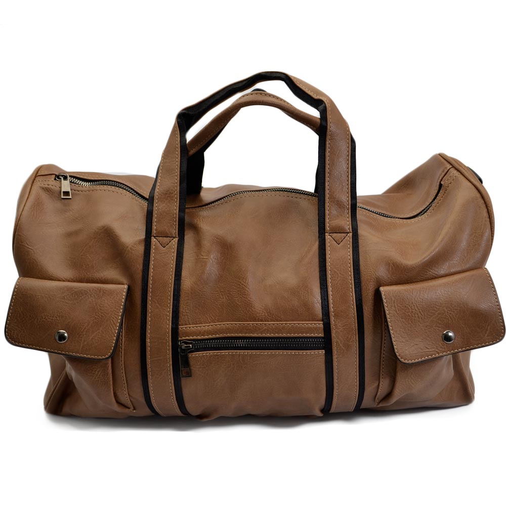 Borsone tortora uomo borsa grande in ecopelle con tasche portaoggetti tracolla vintage voli tracolla regolabile e zip