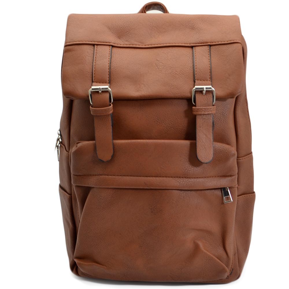 ZAINO UOMO CUOIO CARTELLA CON FIBBIE REGOLABILI ZAINO DA LAVORO MEDIO GRANDE RETTANGOLARE 15 POLLICI LAPTOP PORTATILE PU