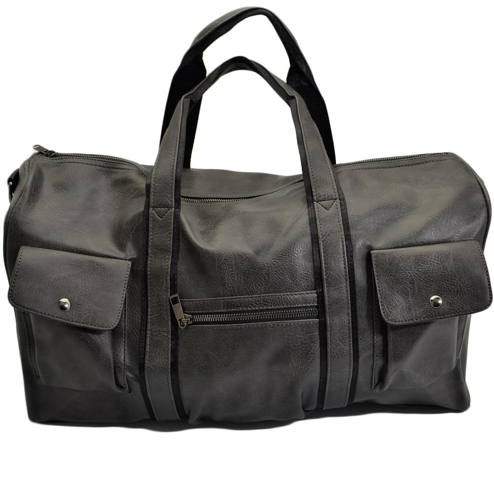 Borsone grigio uomo borsa grande in ecopelle con tasche portaoggetti tracolla vintage voli tracolla regolabile e zip