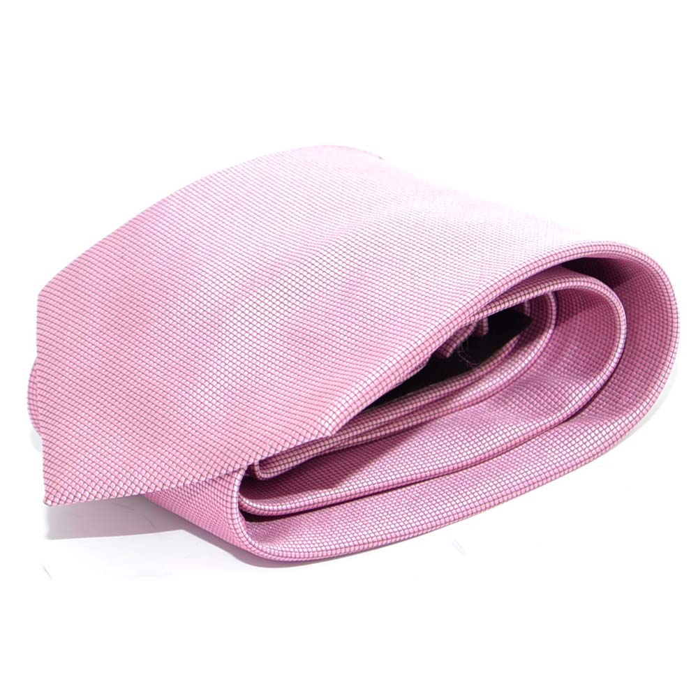 CRAVATTA UOMO ELEGANTE IN SETA ROSA TINTA UNITA CON FILIGRANA STRETTA PER CERIMONIE EVENTI