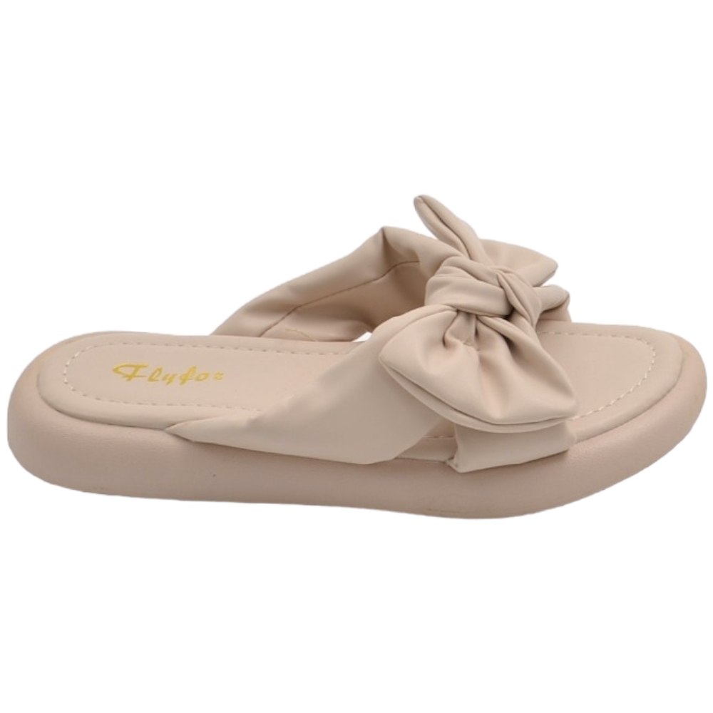 Ciabatta Pantofola Donna Beige Estiva In Gomma Morbida Treccia Impermeabile Con Fascia Larga