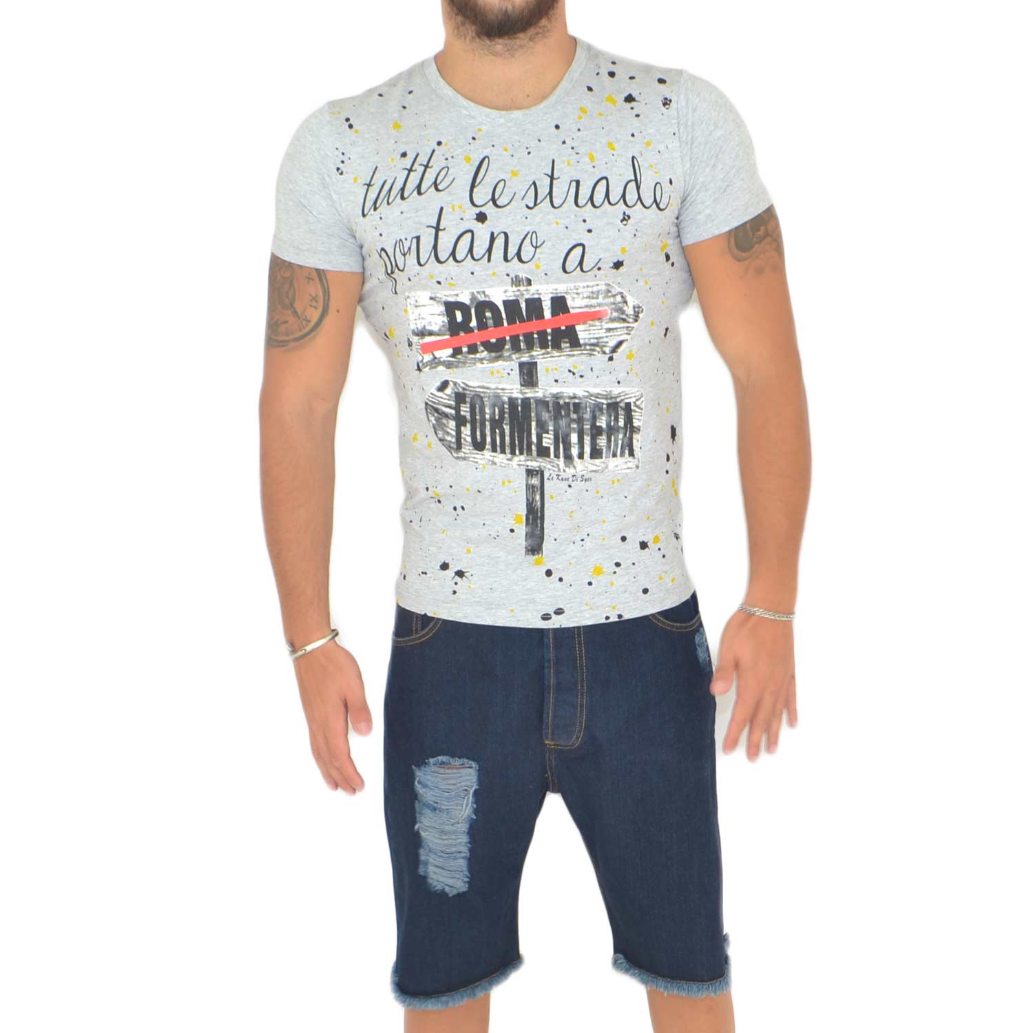 T-shirt grigio roma formentera man uomo moda made in italy