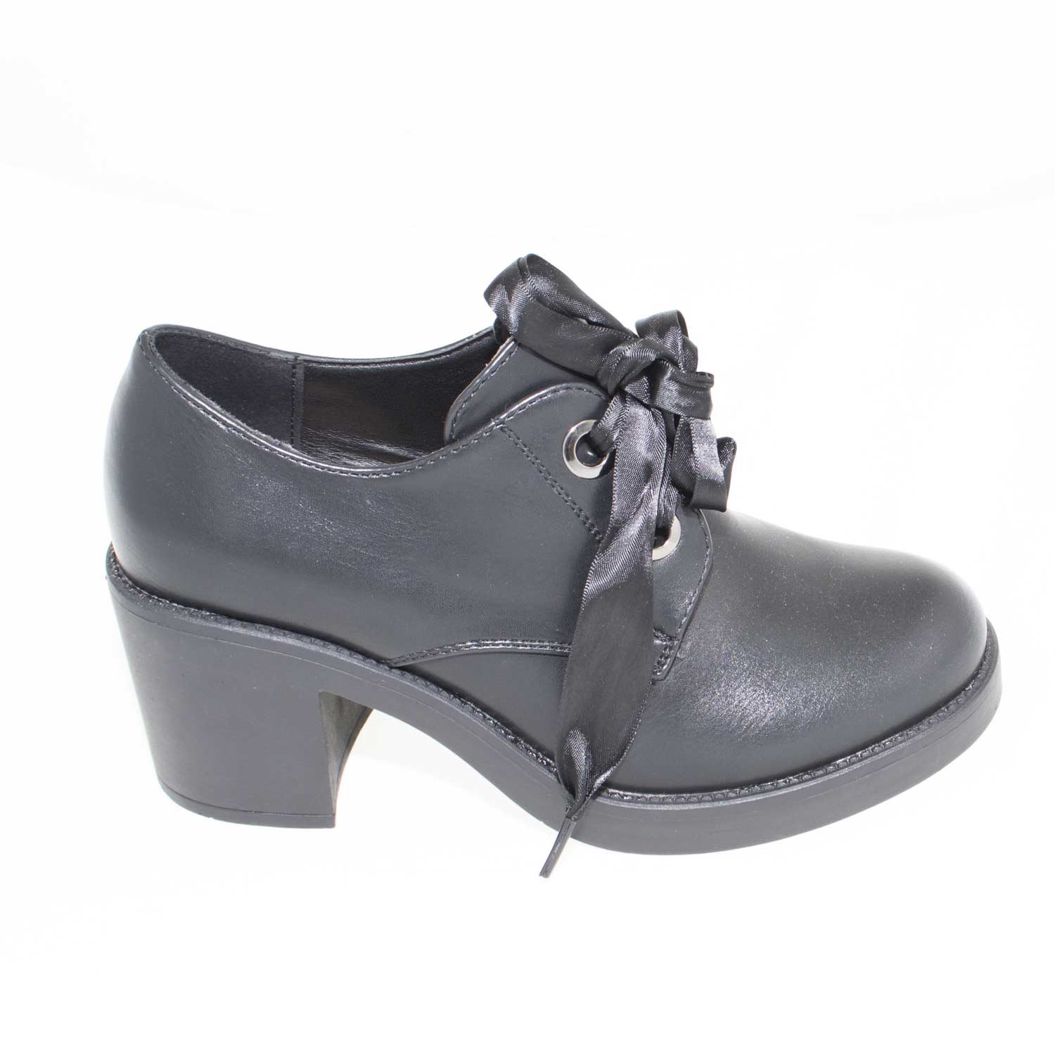Scarpe donna stringate nere art.str3346 francesine con fiocco moda glamour