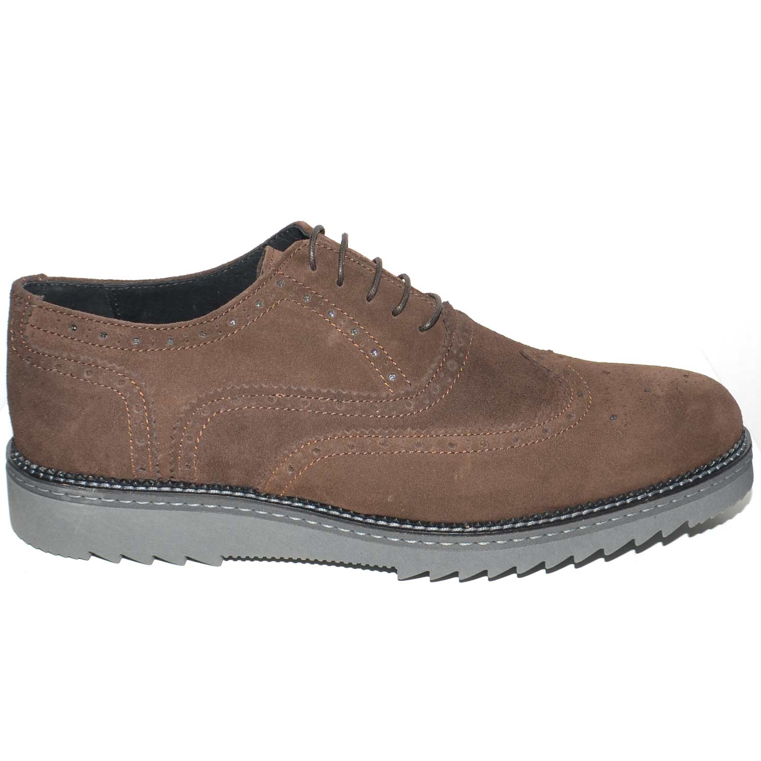 SCARPE UOMO STRINGATA SCAMOSCIATA TESTA DI MORO MADE IN ITALY FONDO FURIA GOMMA ANTISCIVOLO COMFORT MODA MAN BUSINESS