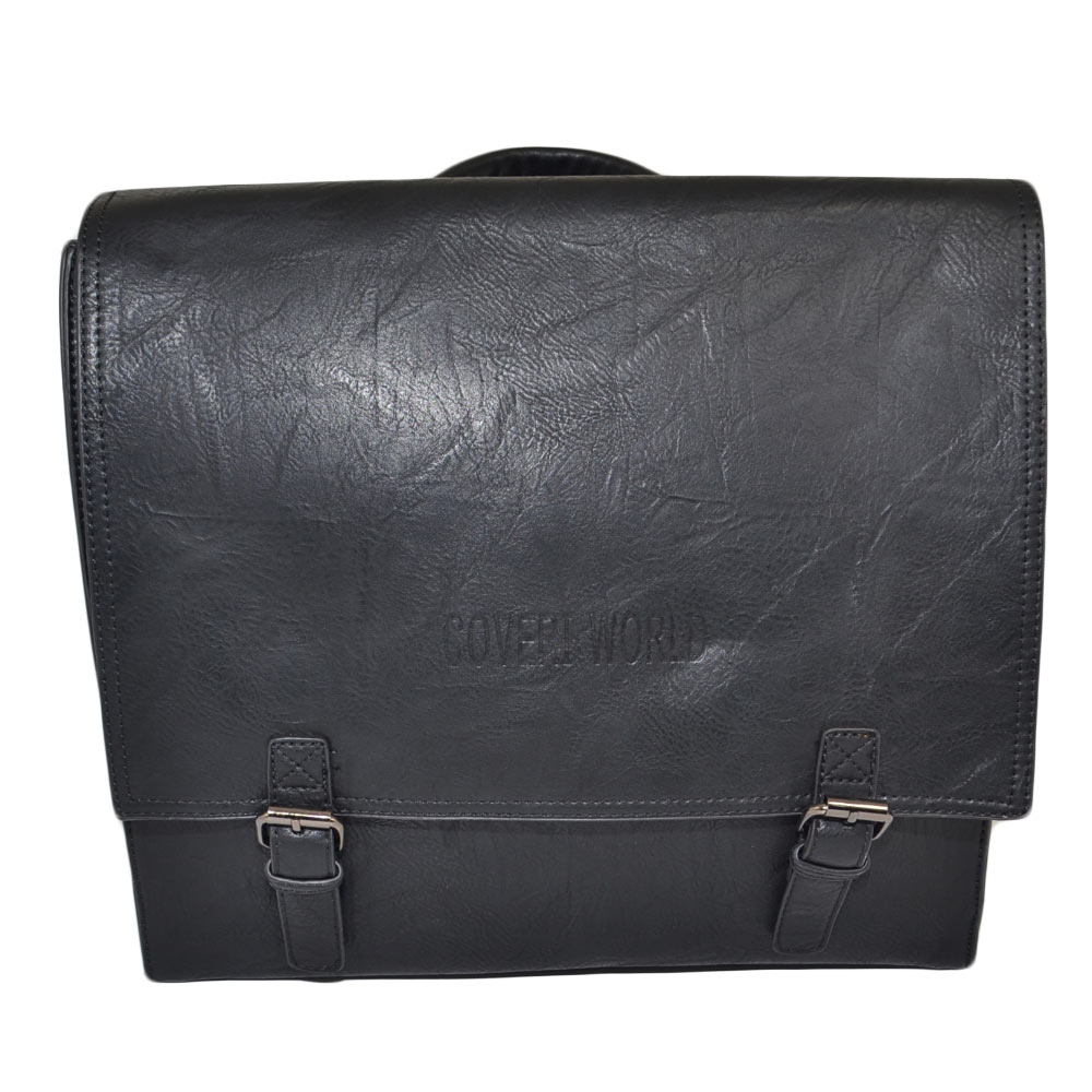 Zaino uomo business nero a cartella effetto 24 ore con chiusura a zip 2 aperture con fibbie frontali lunghe e tracolle