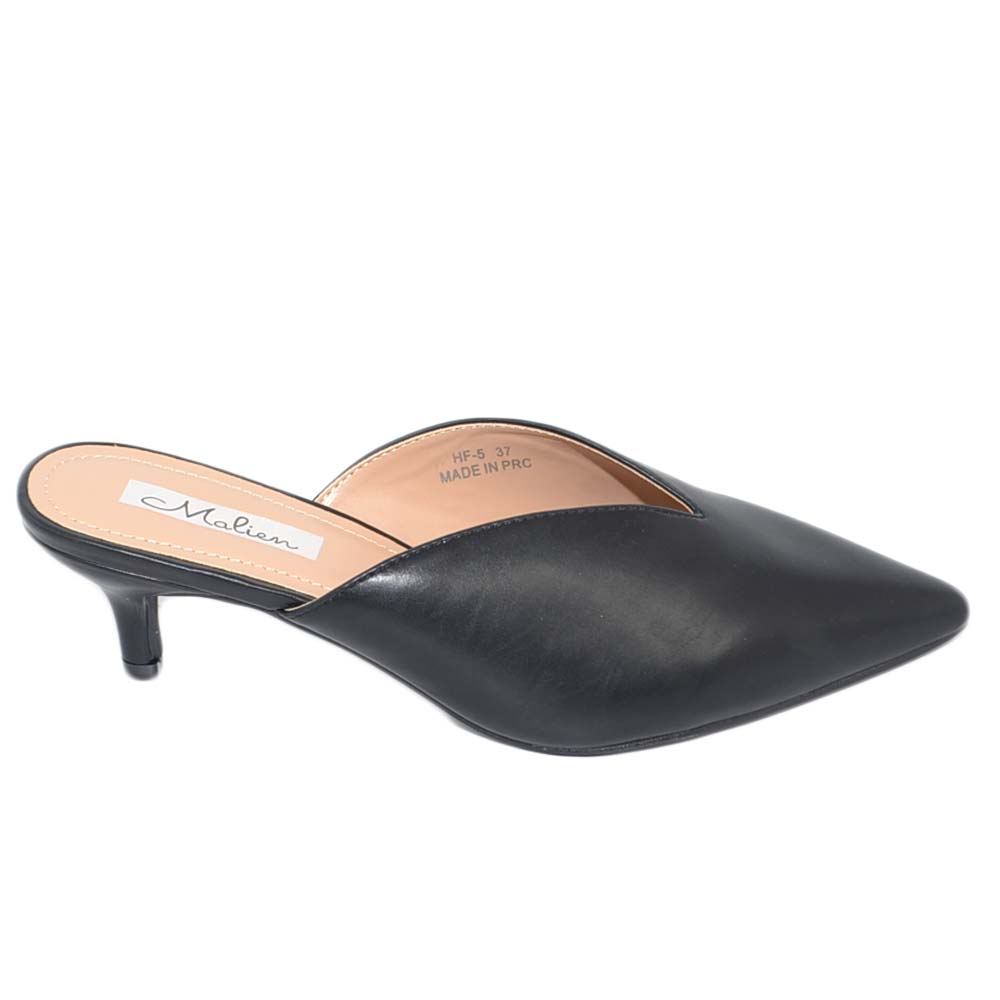 Sabot decollete' donna a punta anni 30 tacco basso con scollo a V tallone scoperto glamour moda comodo