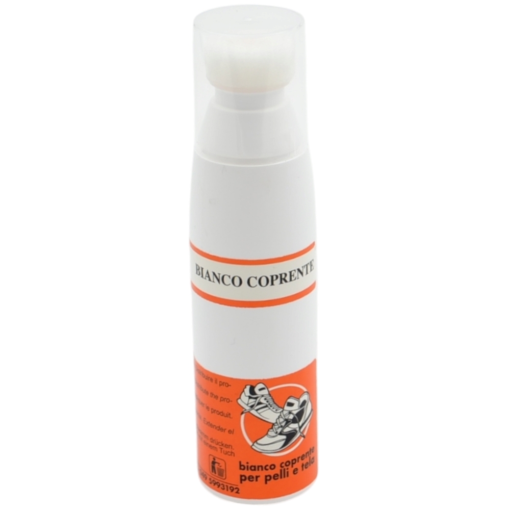 Crema autolucidante bianco per calzature classiche in vera pelle con lanolina stantuffo integrato pronta all'uso