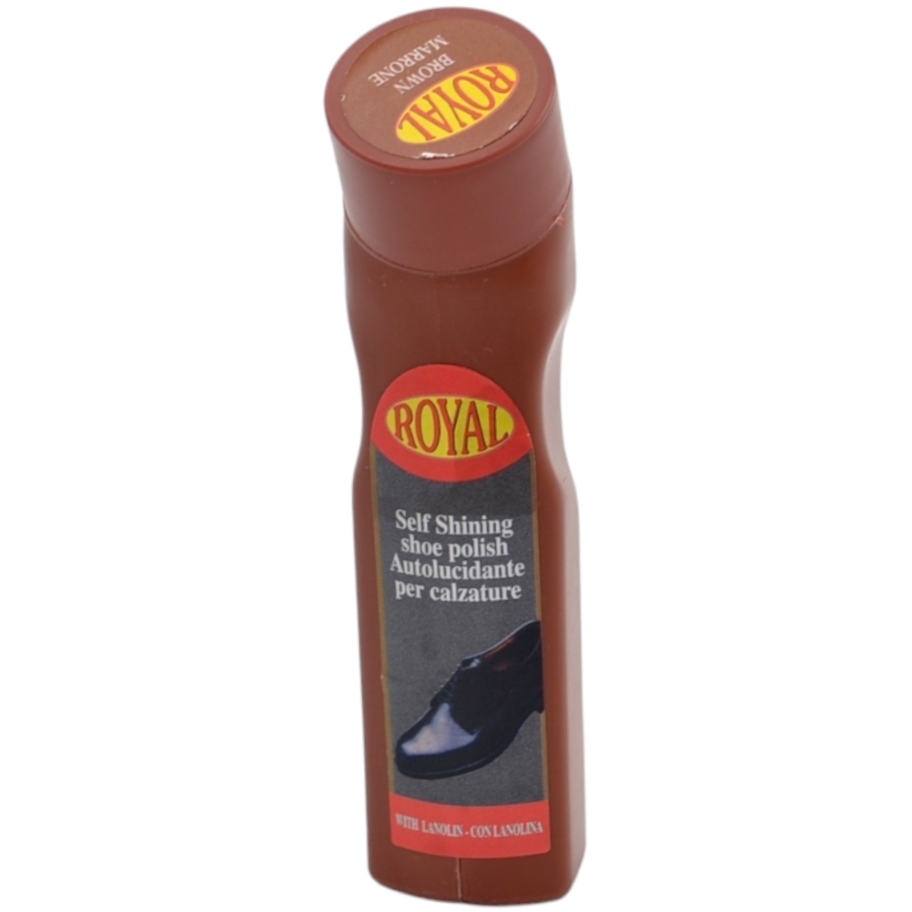 Crema autolucidante marrone per calzature classiche in vera pelle con lanolina stantuffo integrato pronta all'uso