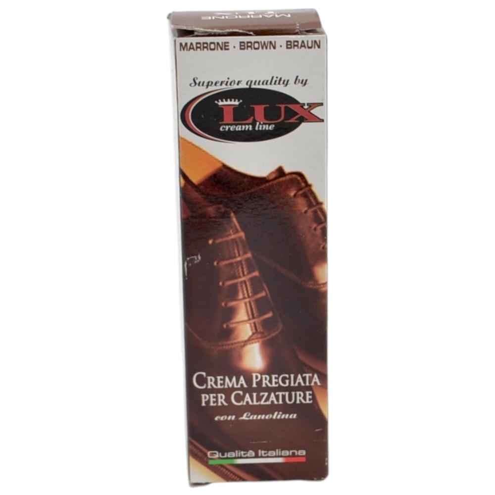 Crema pregiata marrone per calzature in vera pelle con lanolina qualita' italiana	