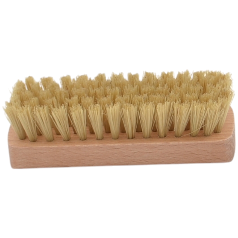 Spazzola di legno con pelo di capra bianco morbida densa per una lucidatura calzature delicata e brillante made in italy