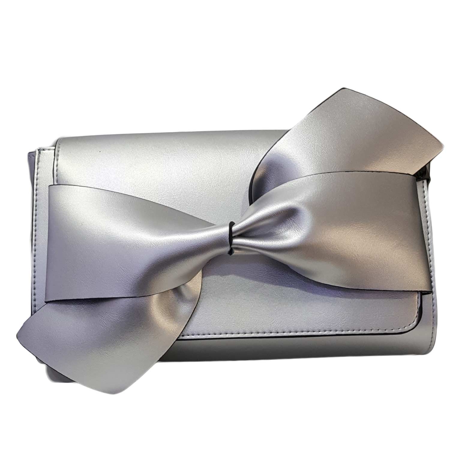 Pochette donna art 3212 argento fiocco moda tendenza casual eco pelle