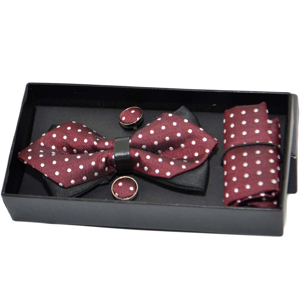 SET COORDINATO UOMO PAPILLON CON GEMELLI E POCHETTE NERO BASIC ELEGANTE CERIMONI