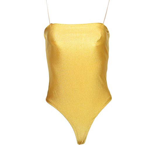 BODY DONNA IN JERSEY SPALLINE SOTTILI ORO CON SCOLLO QUADRATO CHIC ESTATE