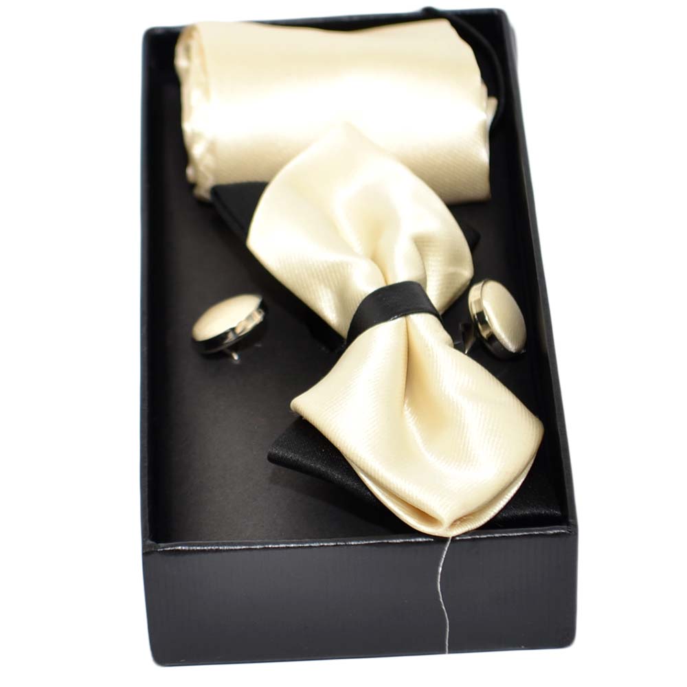 Set Regalo Uomo Con Papillon In Legno Di Noce, Gemelli E Fazzoletto Da Tasca – Fatto A Mano, Ecologico, Taglia Unica Regolabile