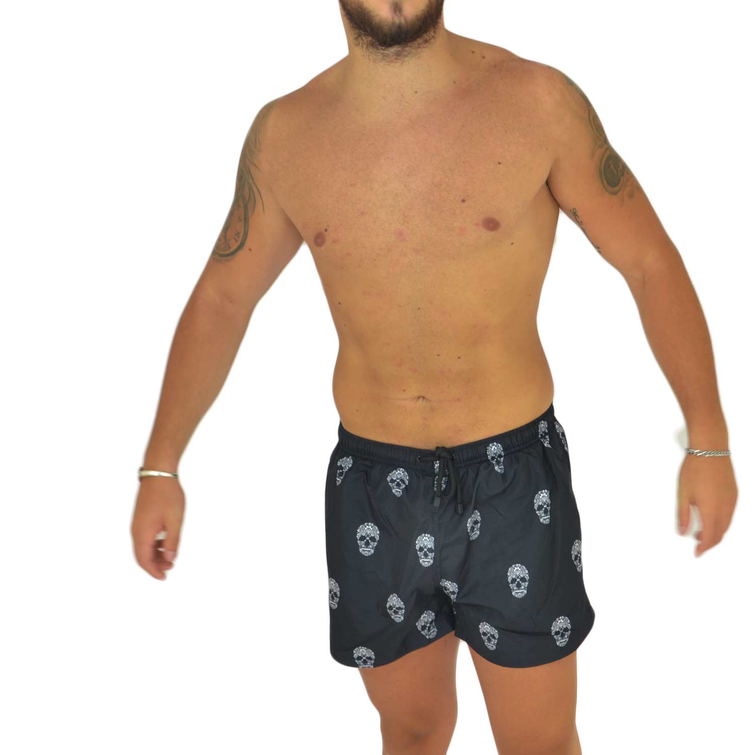  Costumi Da Bagno Uomo Leisure Travel Short Pantaloncini Surf Pantaloncino colore nero fantasia teschio moda giovanile
