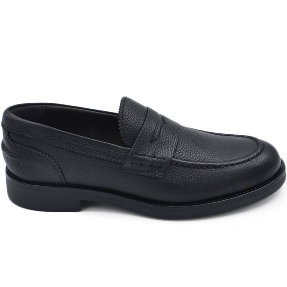 Scarpe mocassino bendina uomo elegante nero vera pelle bottata suola in gomma antiscivolo cerimonia evento