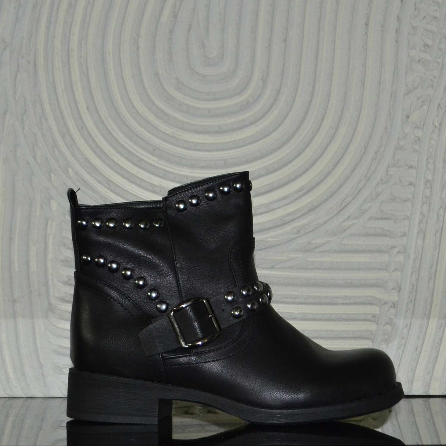 Stivaletti scarpe donna nero donna borchie glamour chic