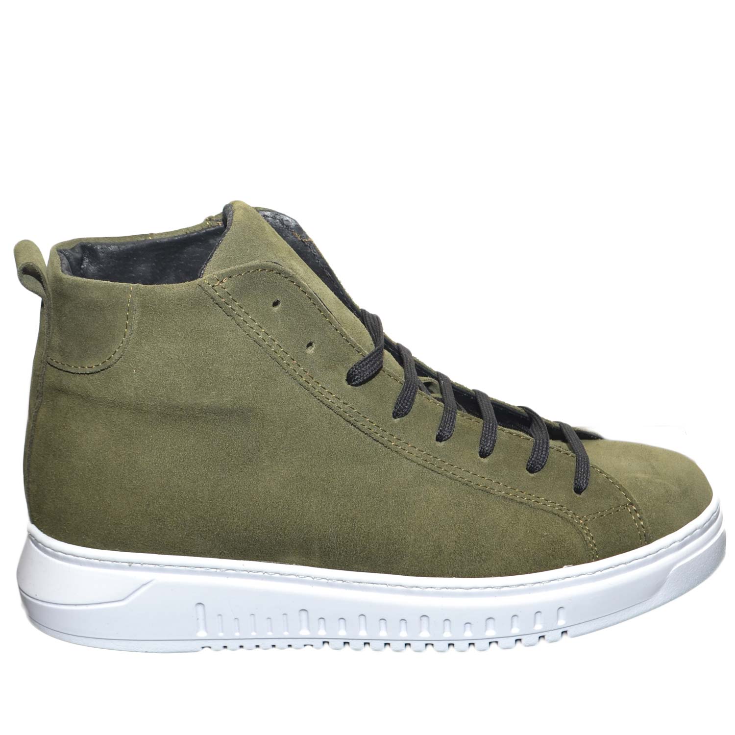 SNEAKERS UOMO ALTA A STIVALETTO IN VERA PELLE CAMOSCIO VERDE MILITARE FONDO  ARMY | eBay