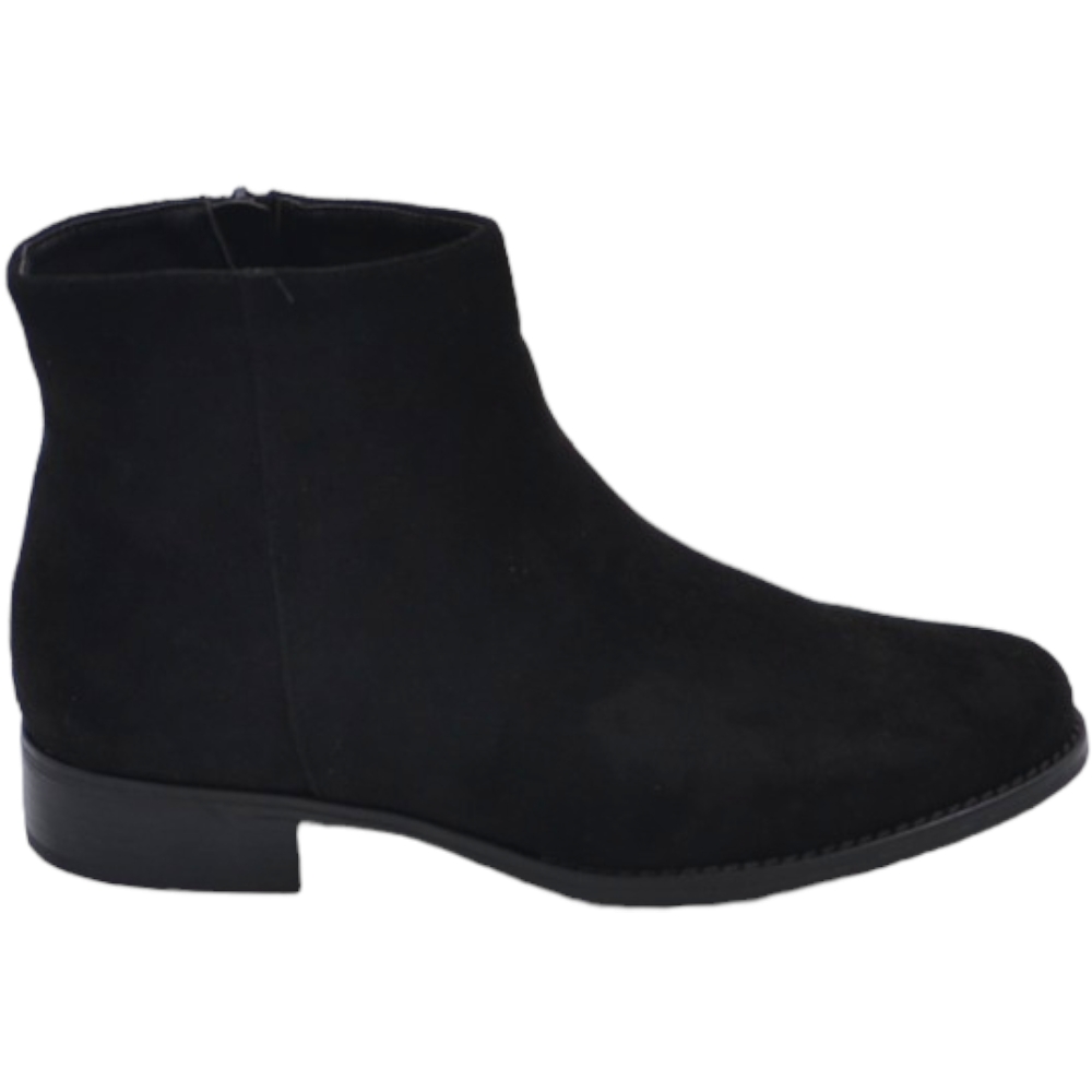 Stivaletti donna chelsea boots in ecopelle scamosciata nero fondo sottile zip laterale alla caviglia comodo.