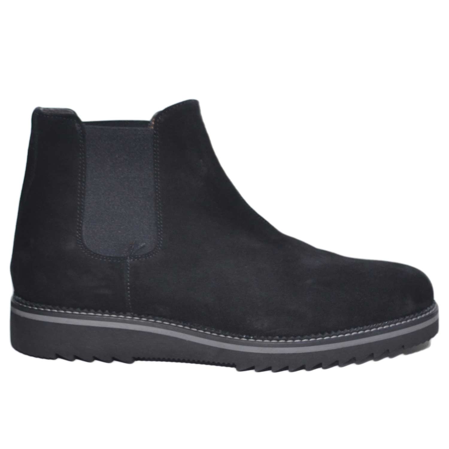 Scarpe uomo beatles vero pelle scamosciata nero art:b6598 fondo furia invernale antiscivolo made in italy
