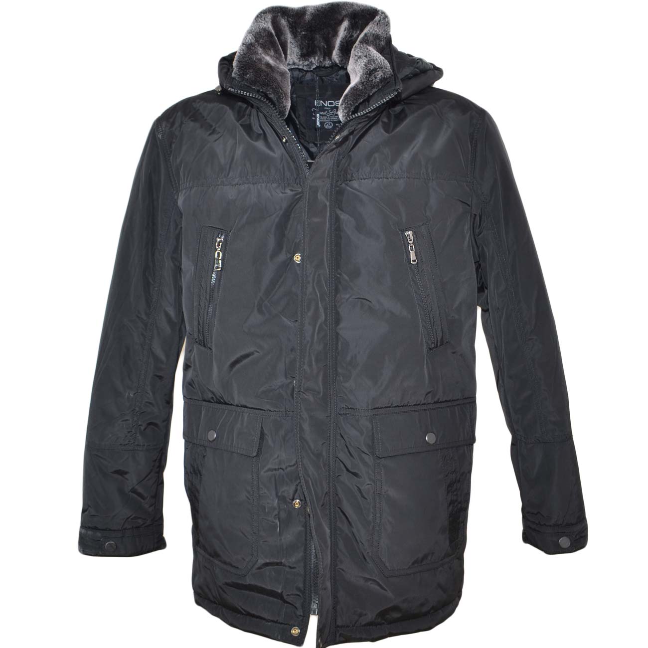 Giuibbotto parka uomo impermeabile imbottito con doppia chiusura e caldo collo in pelliccia con cappuccio business man