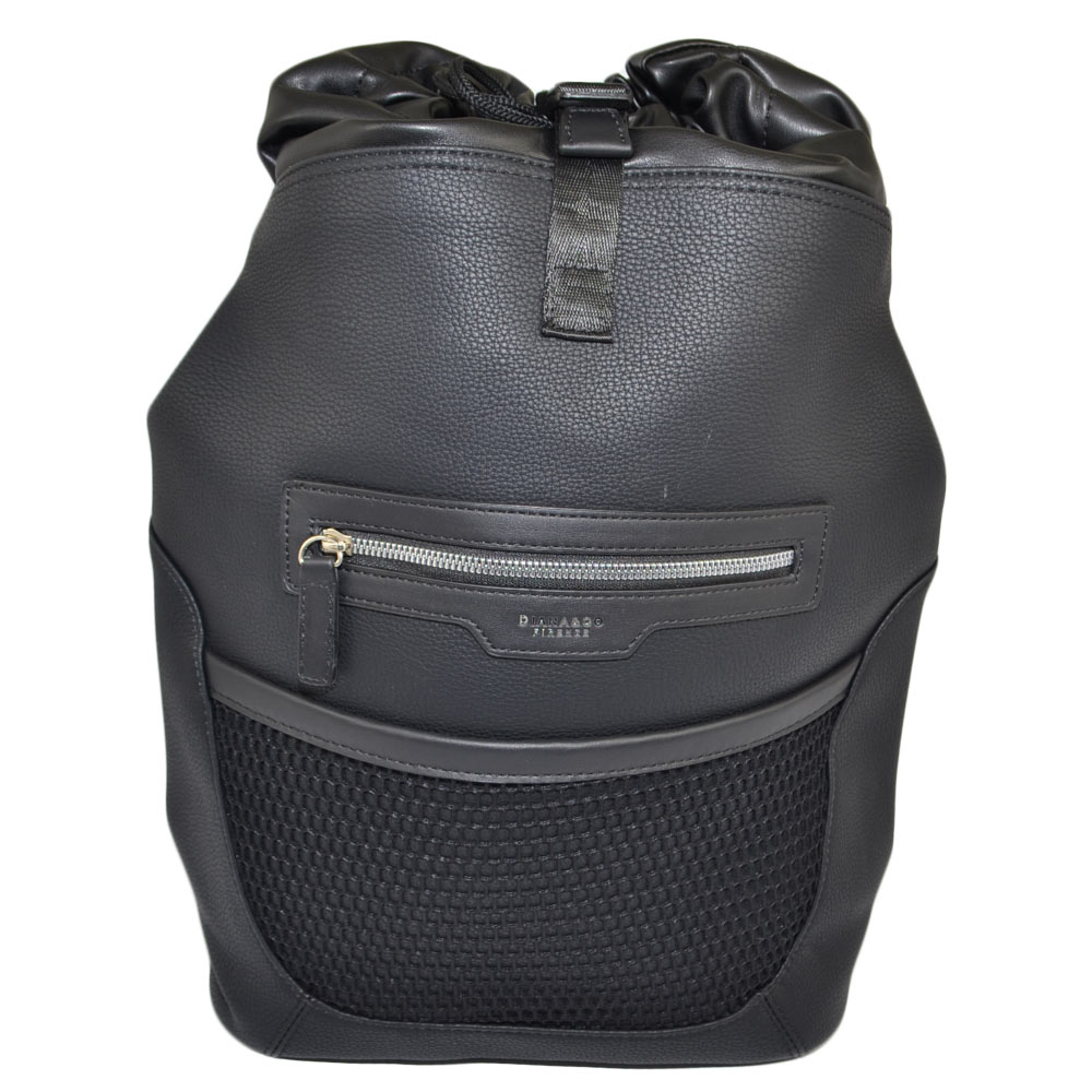 Zaino nero casual uomo borsa sacca 13 pollici laptop portatile pu pelle zip fibbia a clip moda capiente comodo