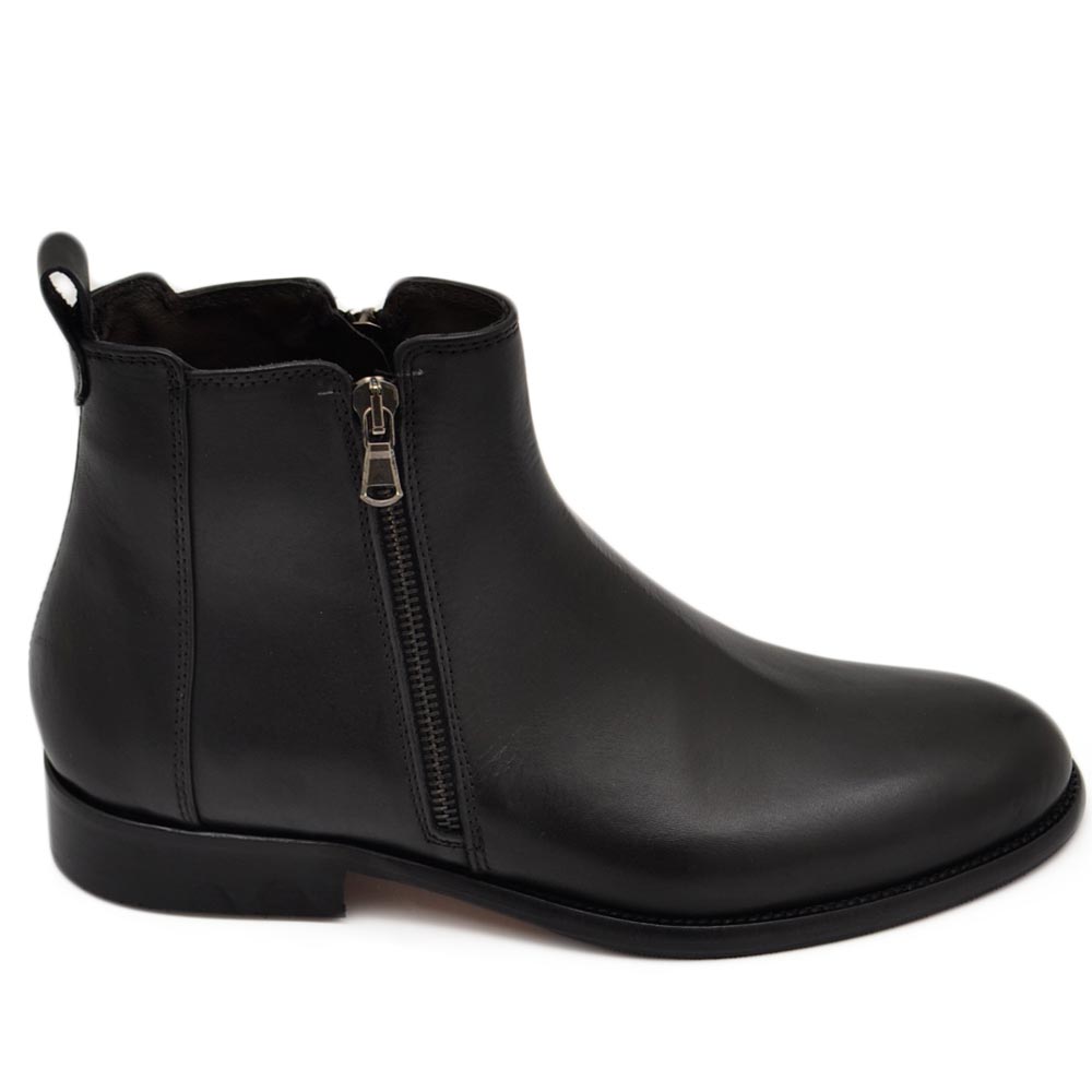 Scarpe uomo beatles chelsea stivaletto vera pelle nero con  doppia zip fondo cuoio con antiscivolo made in italy
