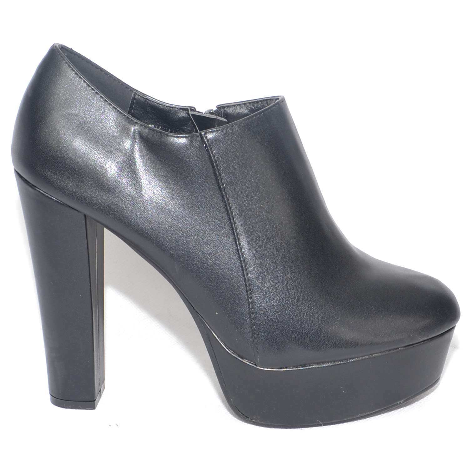 scarpe donna tronchetto donna nero scollato alla caviglia con plateau e  tacco largo donna tronchetti Malu Shoes | MaluShoes