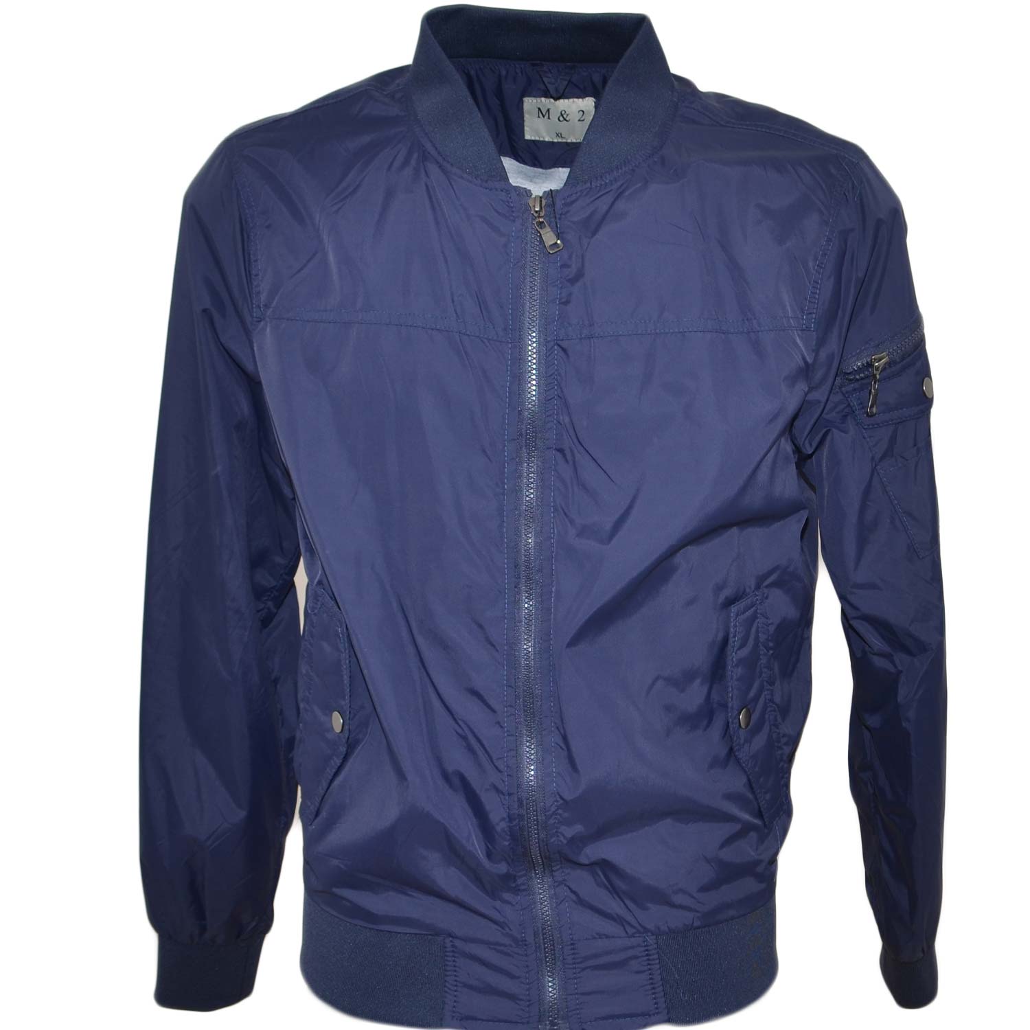 Giubbotto uomo bomber blu cobalto paravento con elastico in vita tasche e zip moda uomo linea basic