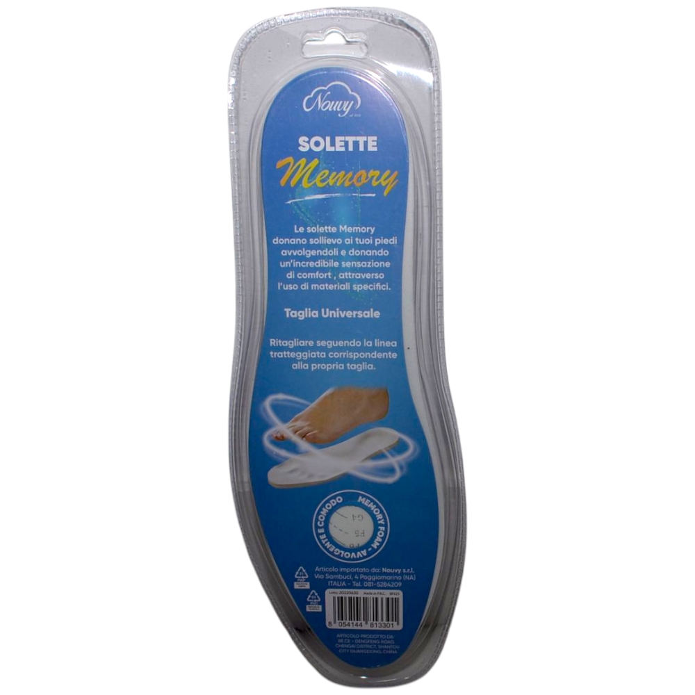 Solette memory taglia universale ritagliatili bianche per assorbimento degli urti e ammortizzazione soffice comfort.