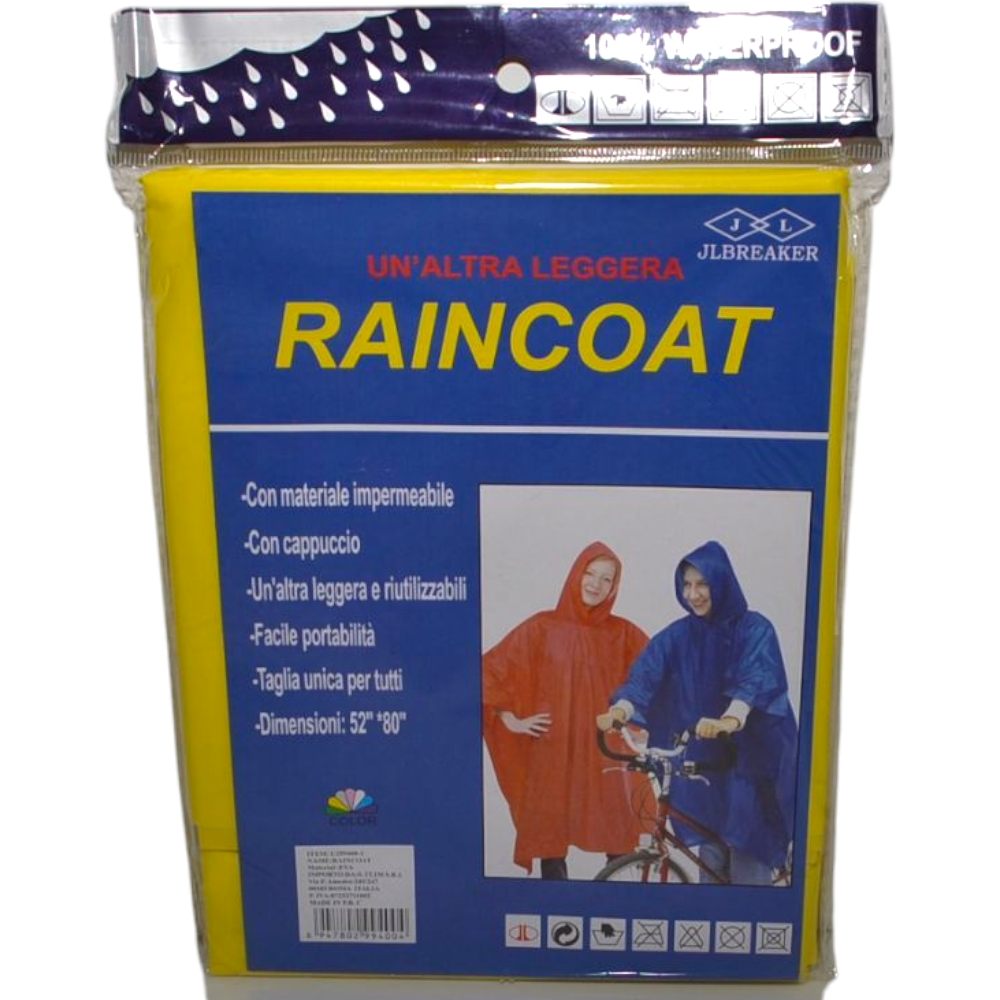 Poncho Impermeabile per adulti riutilizzabile raincoat giallo.