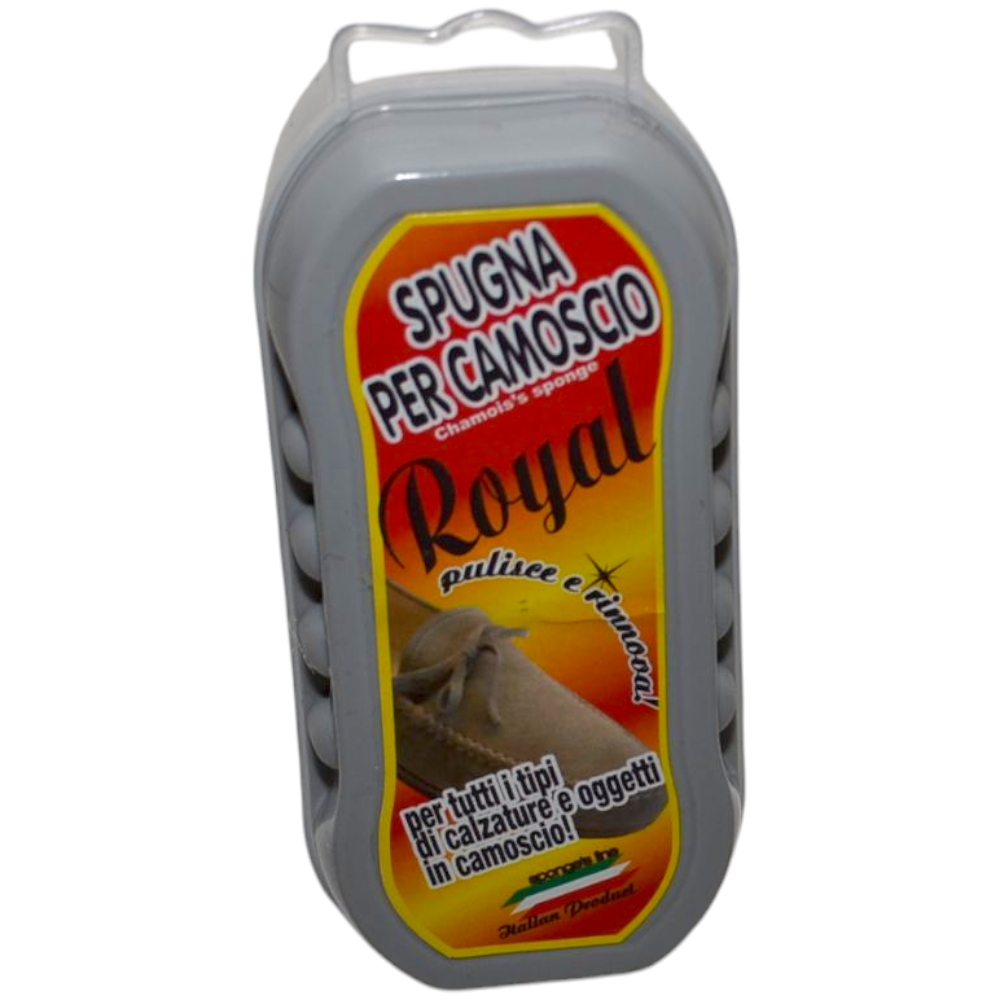 Spugna per camoscio Royal pulisce e rinnova per tutti i tipi di calzature e oggetti in camoscio colorazione neutra