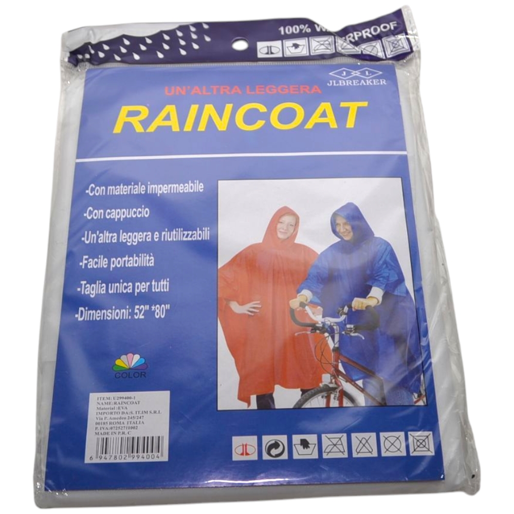 Poncho Impermeabile per adulti riutilizzabile raincoat bianco.