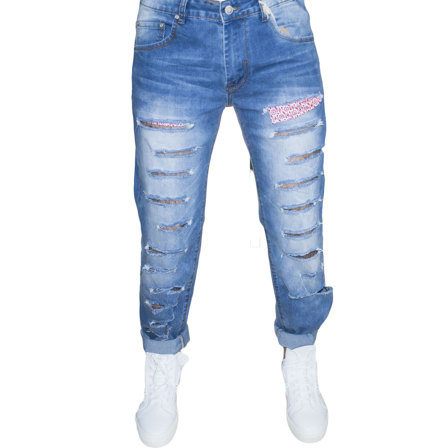 jeans uomo man blu jeans stracciato moda made in italy.
