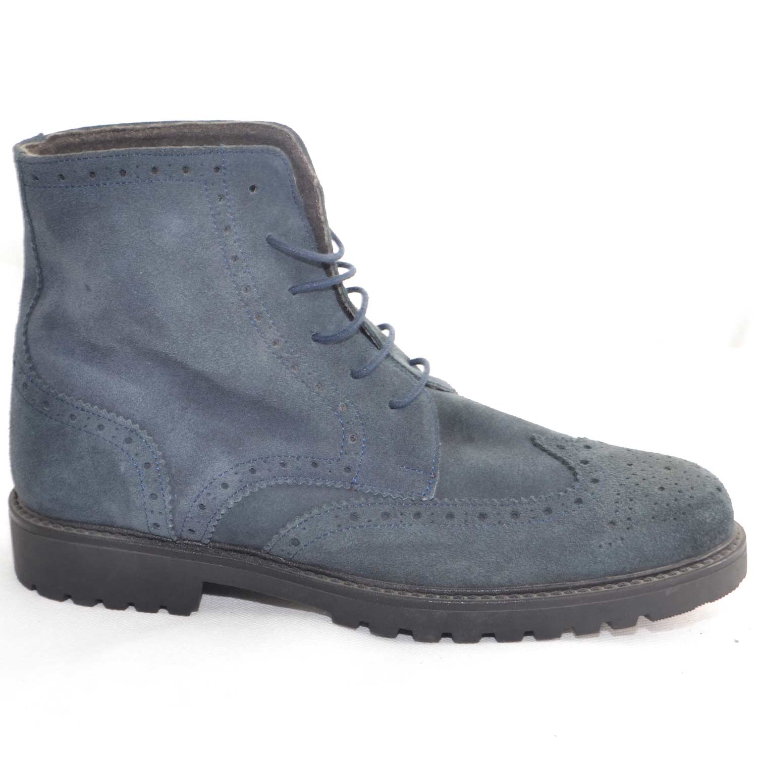 Calzature uomo Anfibio francesina vera pelle scamosciata blu fondo roccia antiscivolo scarponcino man comfort