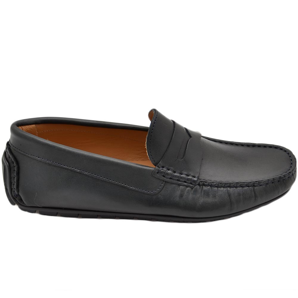 Mocassino car shoes uomo blu comfort casual made in italy in vera pelle nappa fondo antiscivolo gomma moda estiva