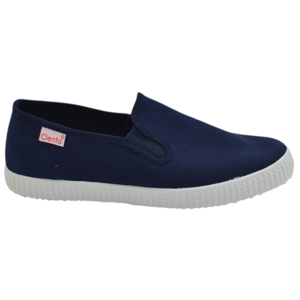 Scarpe slip-on bambino Cienta in cotone lavabile blu notte con elastici e suola in gomma profumata.