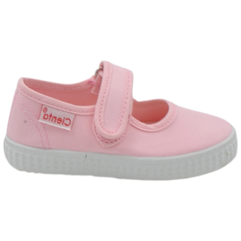Ballerine bebe bambina Cienta rosa in cotone con strappo e suola profumata.