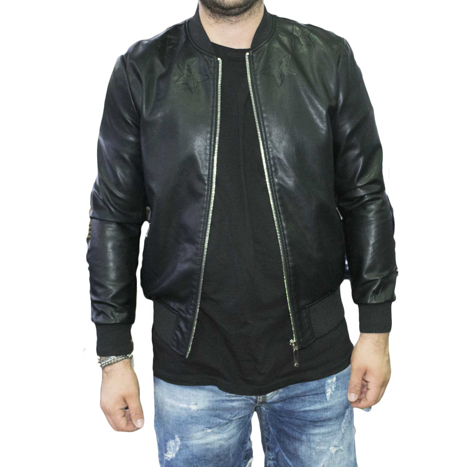 Art 0022 Giubbino uomo in ecopelle collo zip