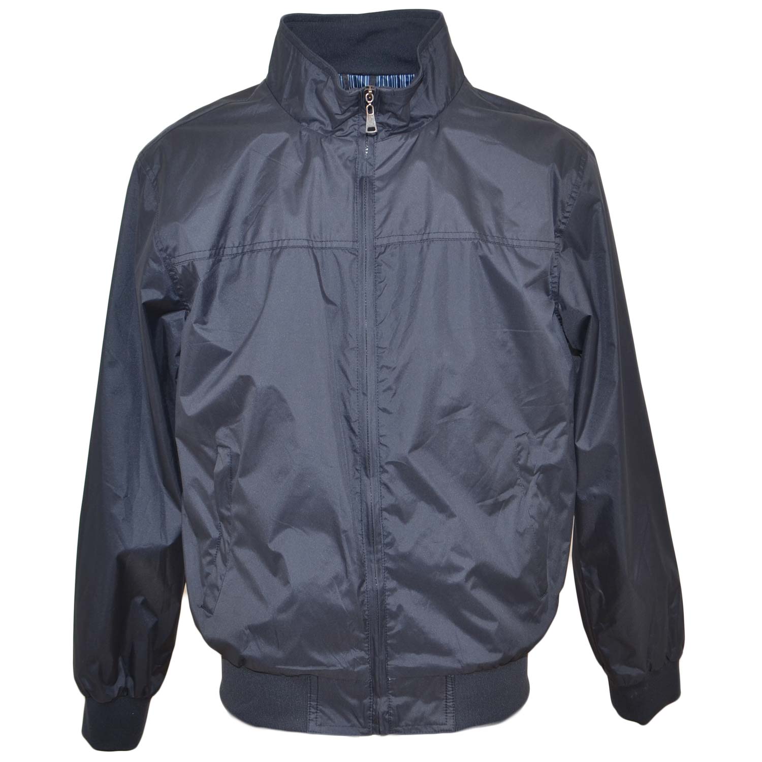 Giubbotto giacca uomo blu paravento con zip frontale impermeabile con elastico in vita da professionista basic