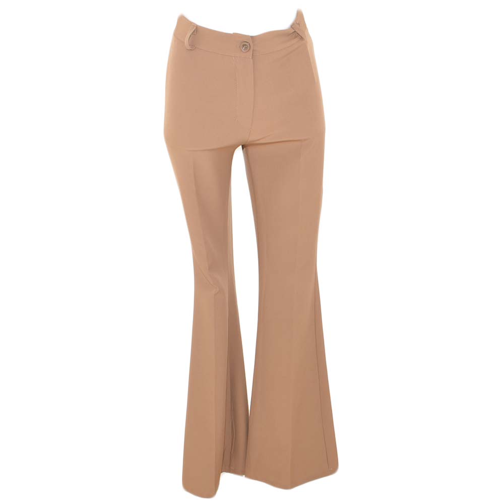 Pantaloni flare donna a zampa cuoio a vita alta di cotone sexy slim aderenti tinta unita bell-botton push up