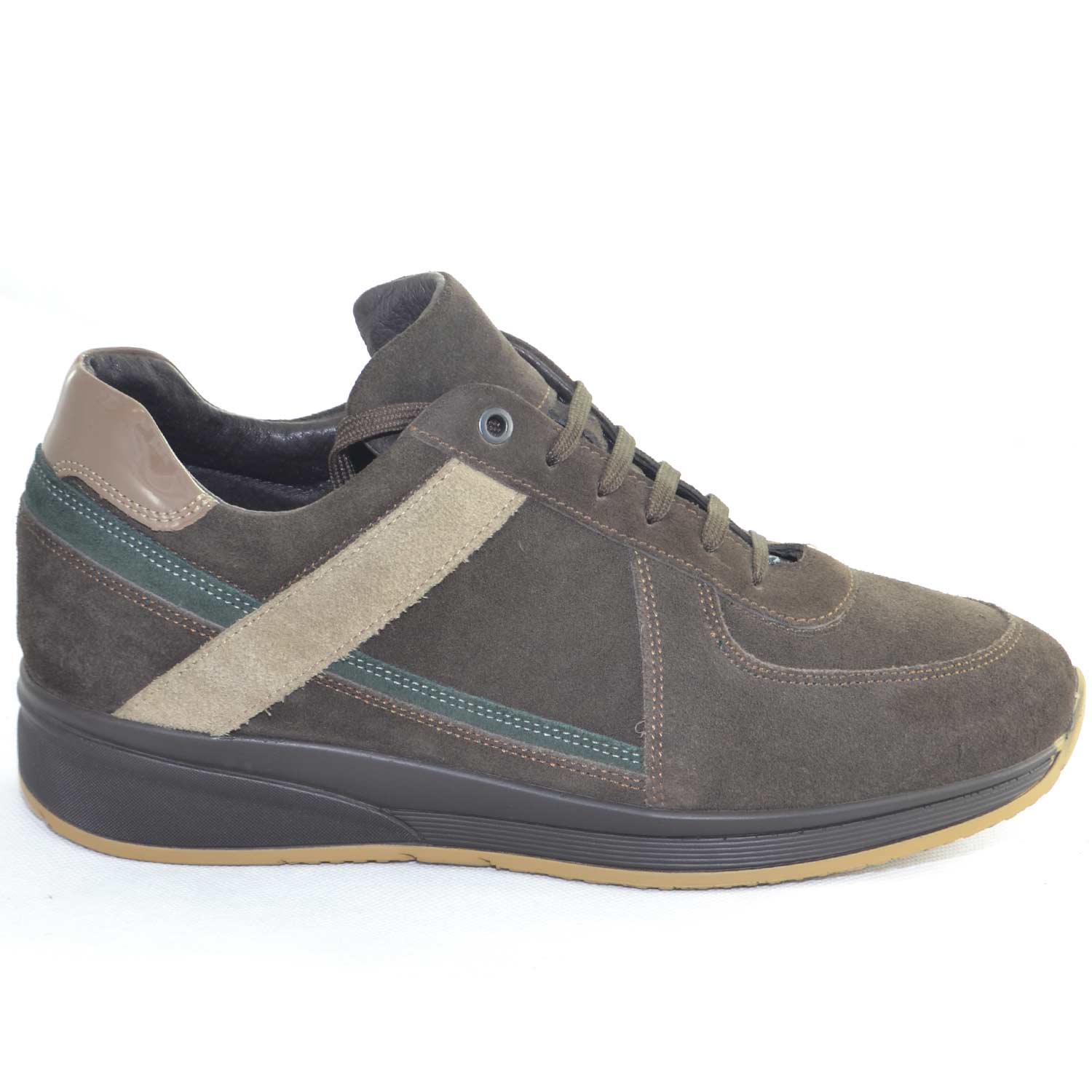 Scarpe uomo man made in italy vera pelle scamosciata bicolore linea comfort moda maschile fondo antiscivolo