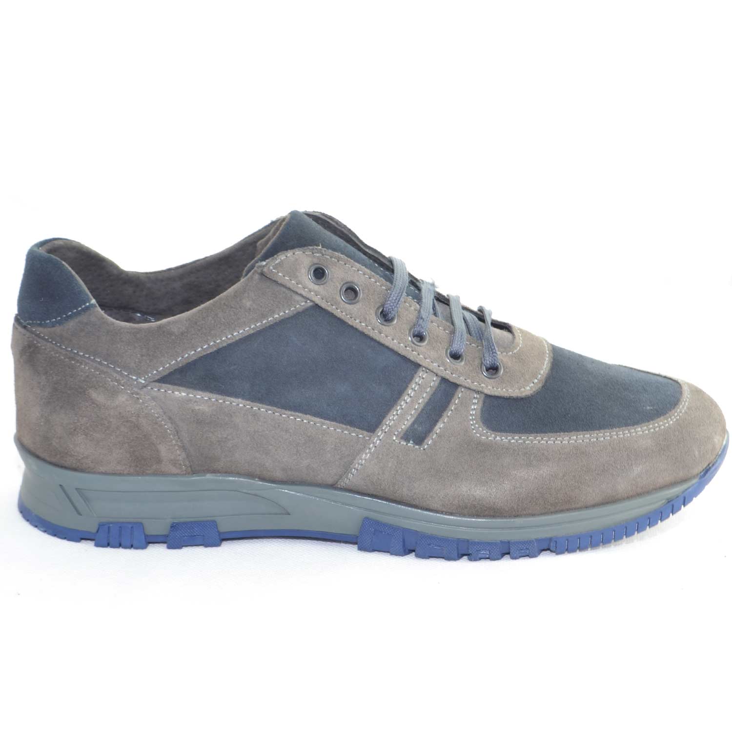 Scarpe uomo calzature comode linea comfort made in italy vera pelle scamosciata bicolore 