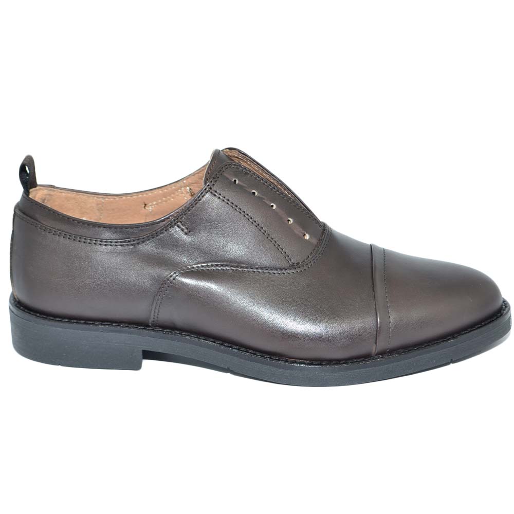 Scarpe uomo stringate vera pelle crust marrone mezza punta spazzolata fondo gomma light moda elegante