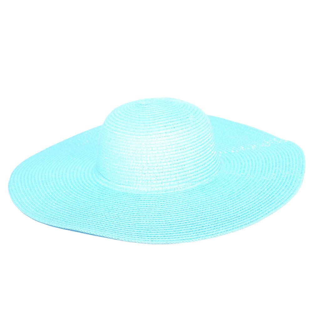 Cappello parasole di paglia azzurro Tiffany donna elegante tesa larga sole estate flessibile e pieghevole moda positano.