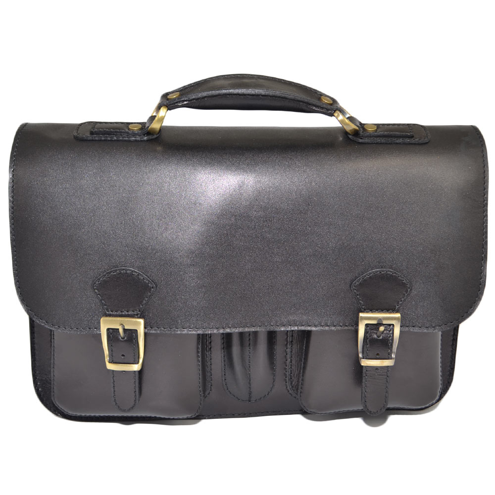 Borsa da lavoro uomo in vera pelle nera per professionista medico avvocato vari scompartimenti doppia chiusura tracolla